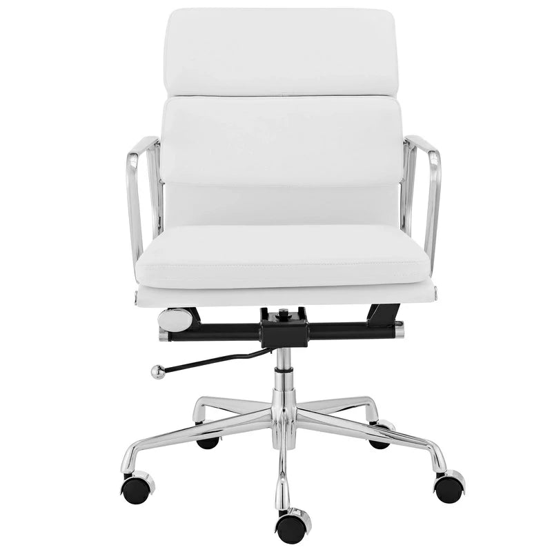 Eames chair EA217 white leather executive office chair  FRONT SIDE 
