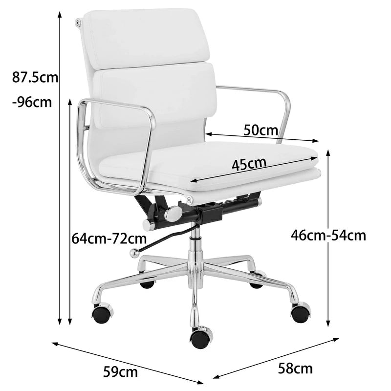 Eames chair EA217 white leather executive office chair size