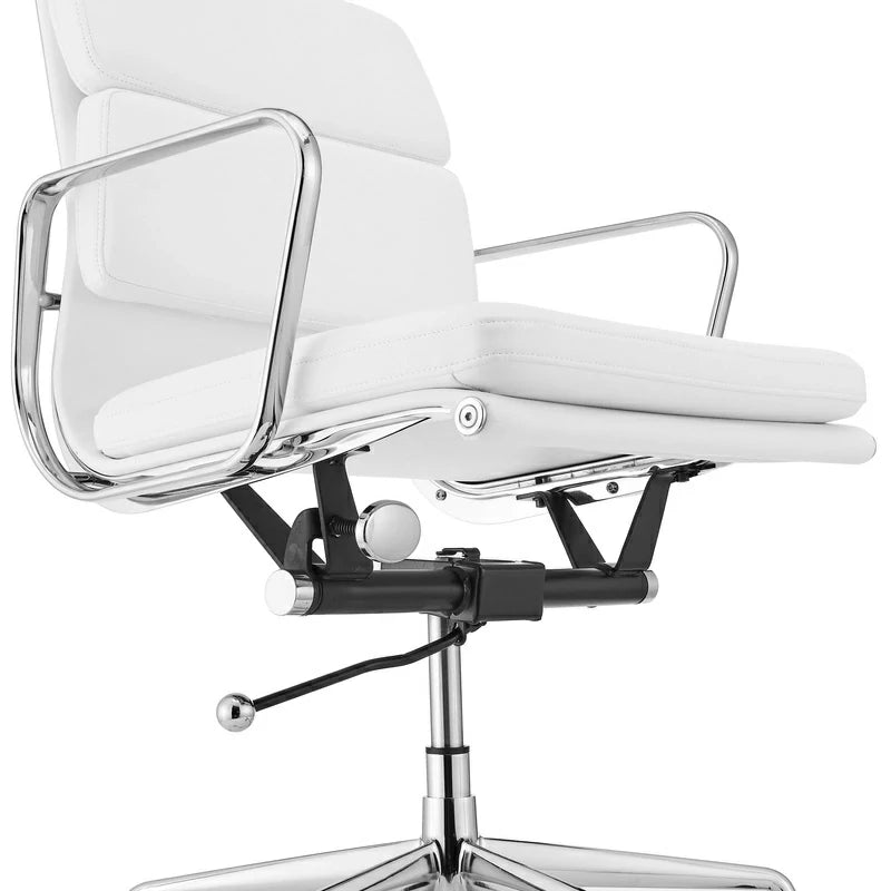 Eames chair EA217 white leather executive office chair close up