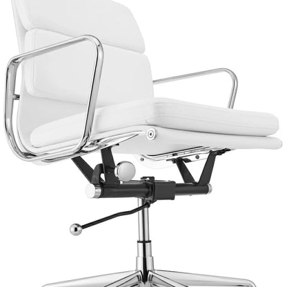 Eames chair EA217 white leather executive office chair close up