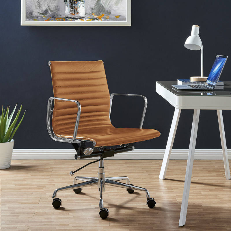 Eames Executive Office Chair EA117 tan leather 45° angle