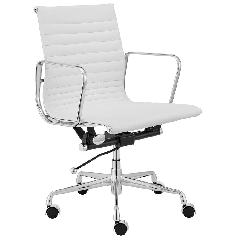 2. Replica Eames style Premium white Leather Low Back Office Chair with Arms