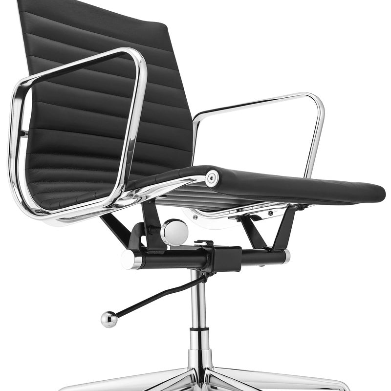 Eames executive office chair EA117 black leather close up