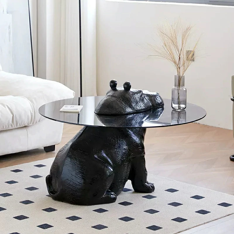 Hippo glass coffee table black base