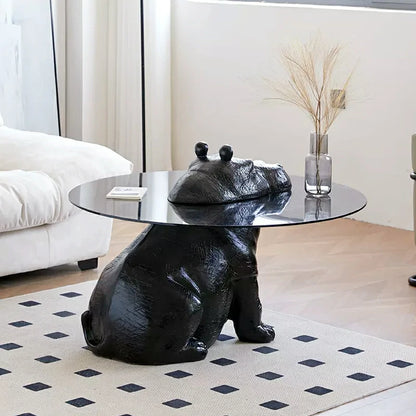 Hippo glass coffee table black base
