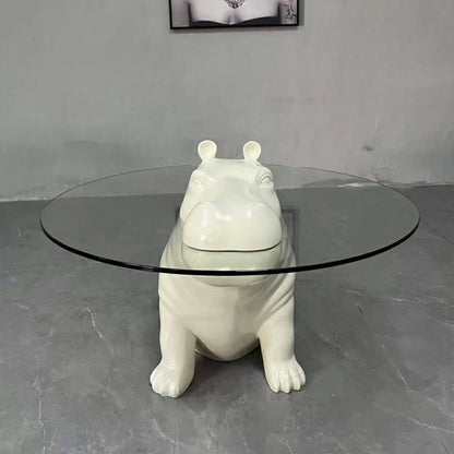 Hippo glass coffee table white base