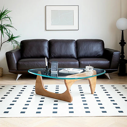Replica Noguchi Coffee Table Glass Top - Natural Ash Timber