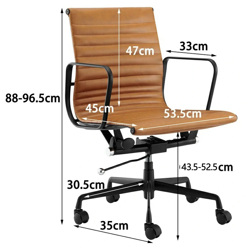 Eames executive office chair   EA117 black Frame tan leather size