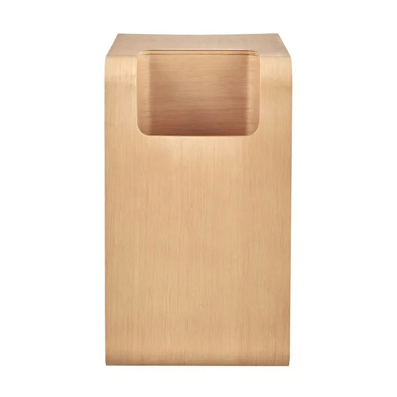 C-Shaped Natural Convertible Wood Side Table with Storage