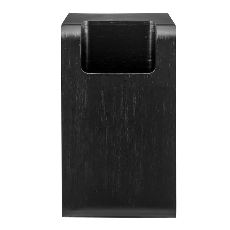 C-Shaped Natural Convertible Wood Side Table with Storage black