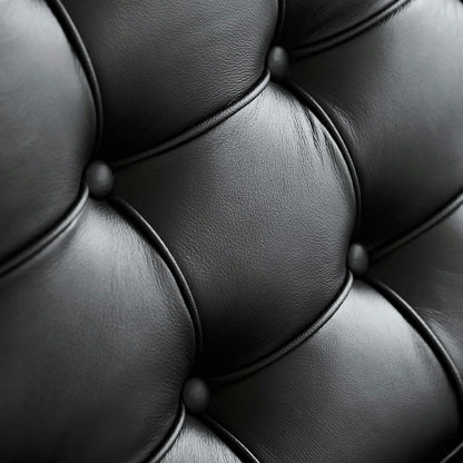 Barcelona Lounge Chair Black leather close up