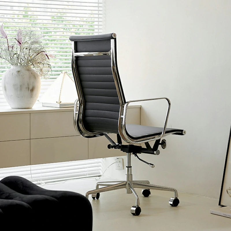Eames executive office chair  High Back black leather EA119 45° 