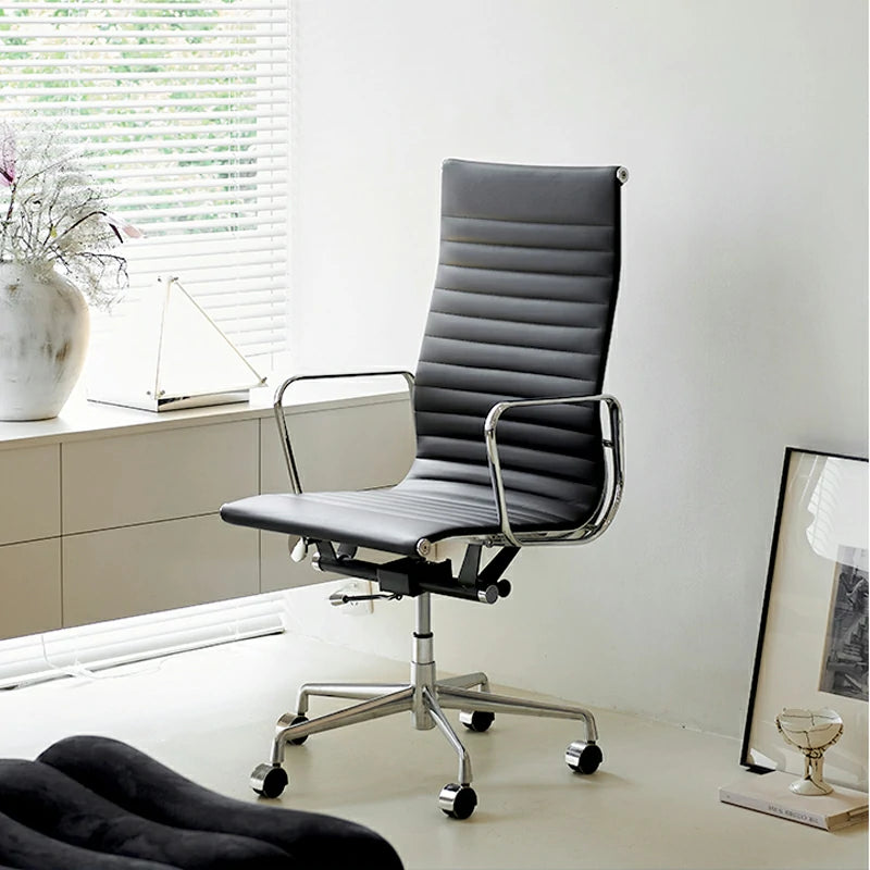 2. Replica Eames EA119 Thin Pad Black Leather High Back Office Chair