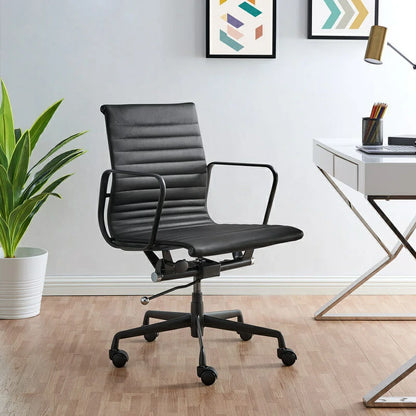 Eames executive office chair  EA117 black Frame black leather 45° angle