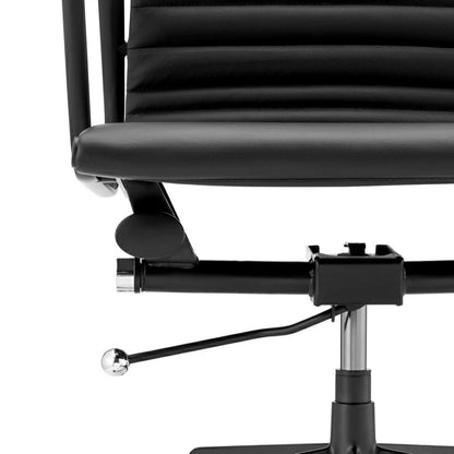 Eames executive office chair  EA117 black Frame black leather close up