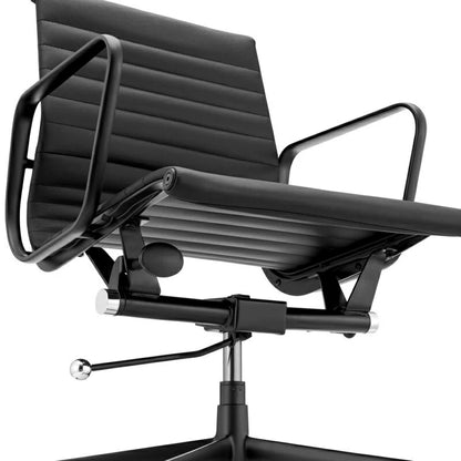Eames executive office chair  EA117 black Frame black leather close up