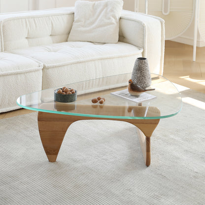 Replica Noguchi Coffee Table Glass Top - Natural Ash Timber