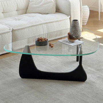 Replica Isamu Noguchi Coffee Table 19mm Ultra Clear Glass-Black