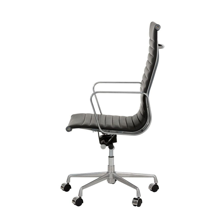 Eames executive office chair  High Back black leather EA119 side angle