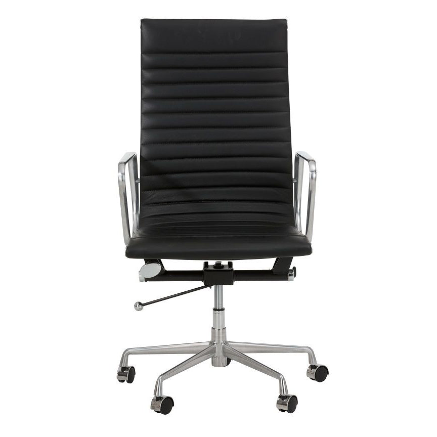 Eames executive office chair  High Back black leather EA119 front side